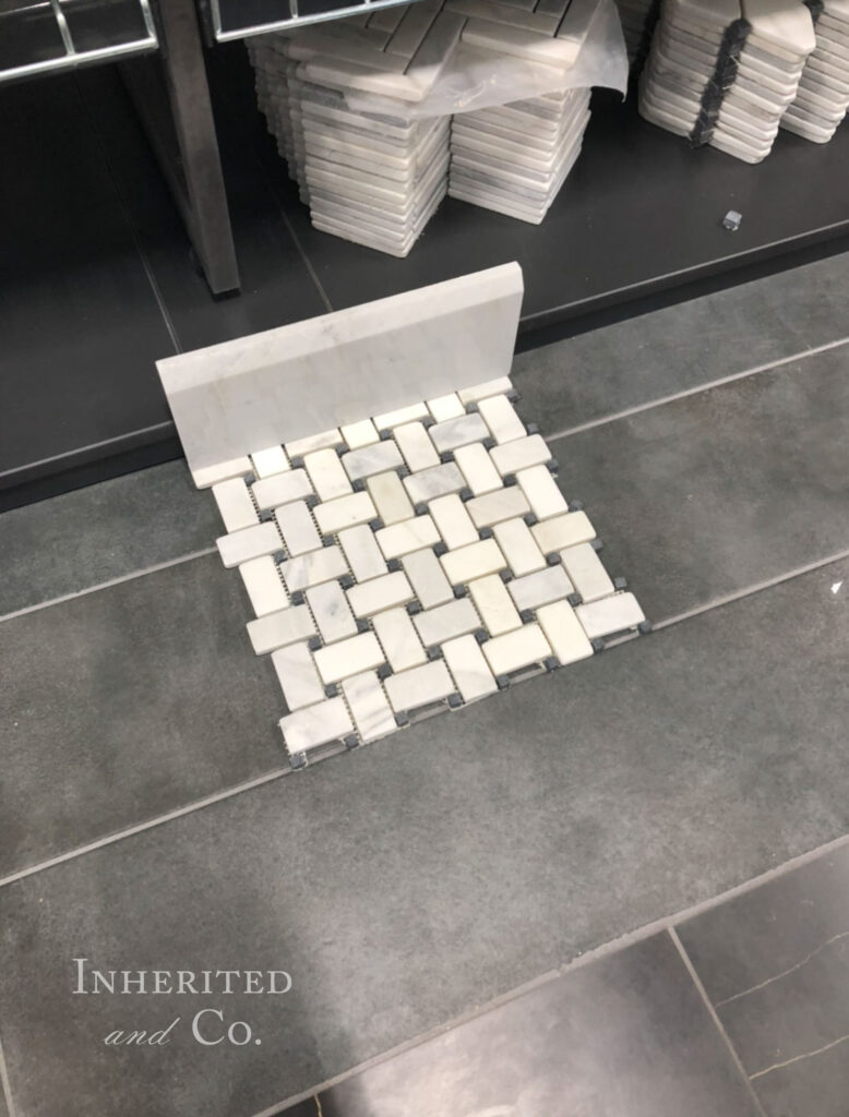 Marble baseboard and bathroom tile samples