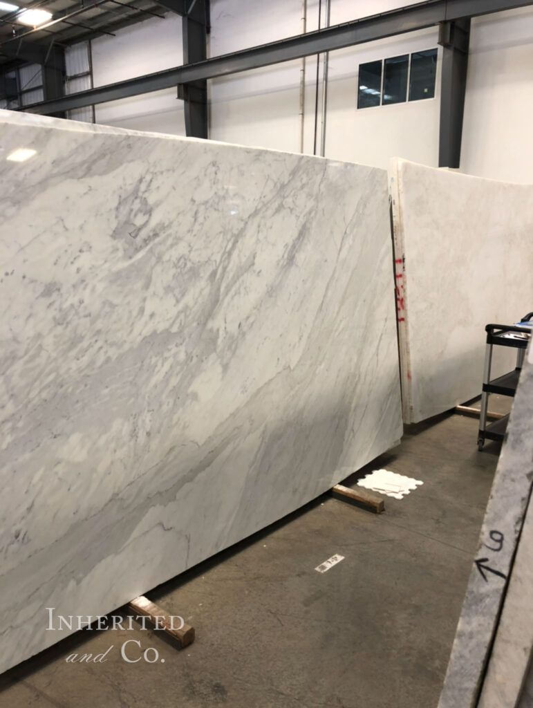 Beautiful white and grey marble slab