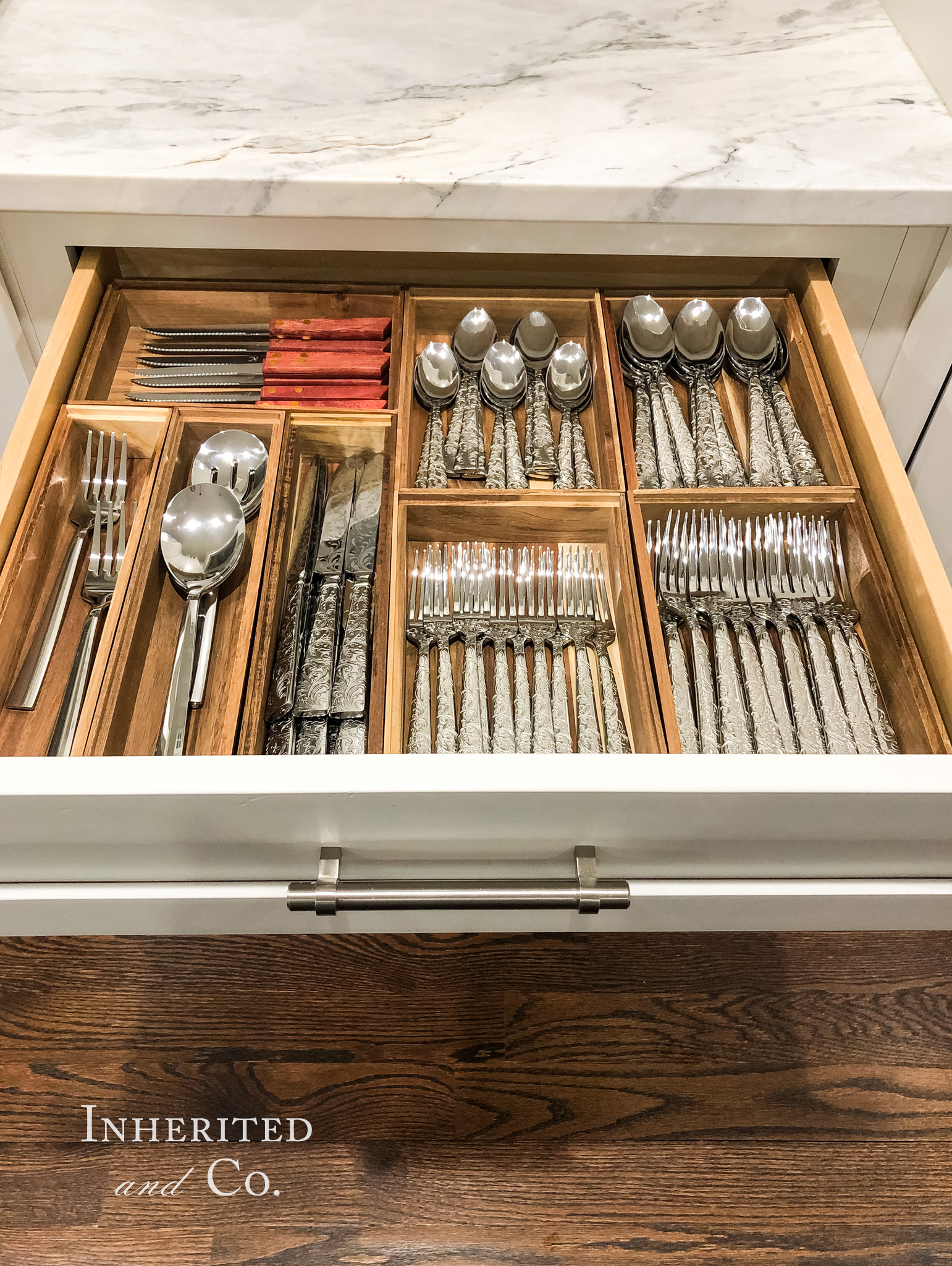 organized flatware drawer