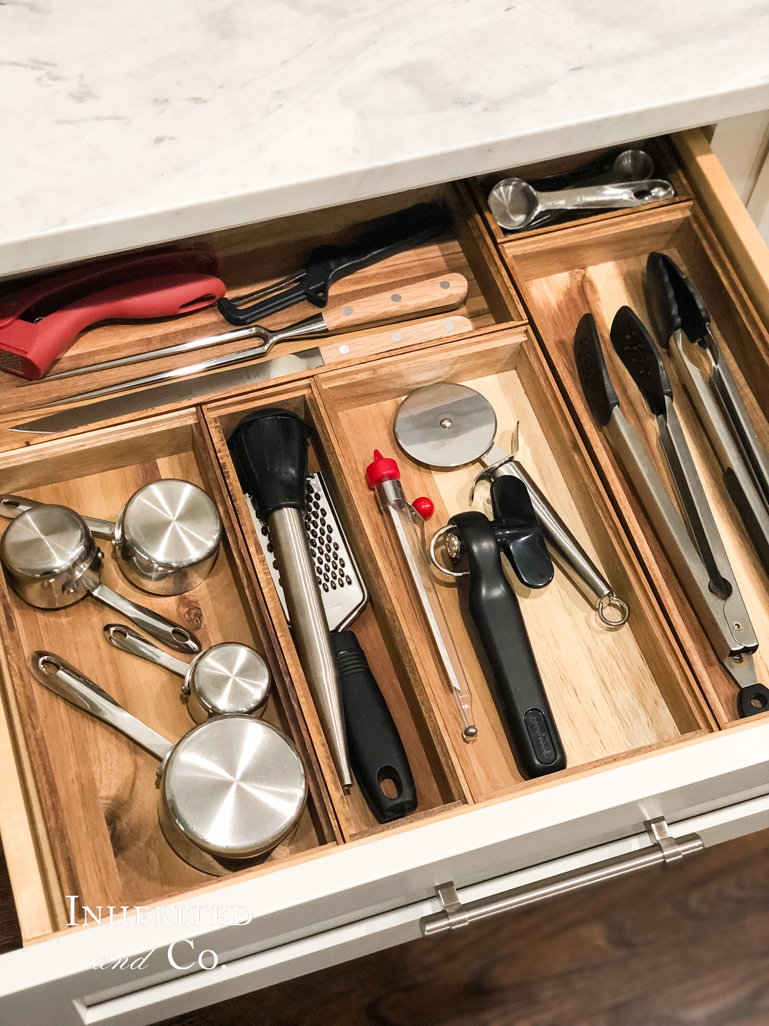 organized kitchen gadget drawer