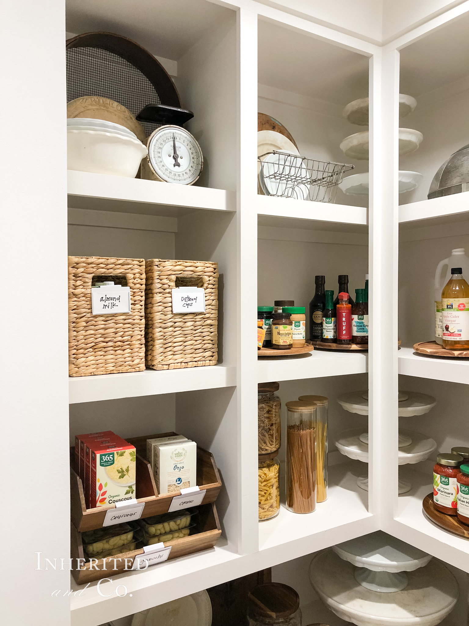 Organized pantry shelves