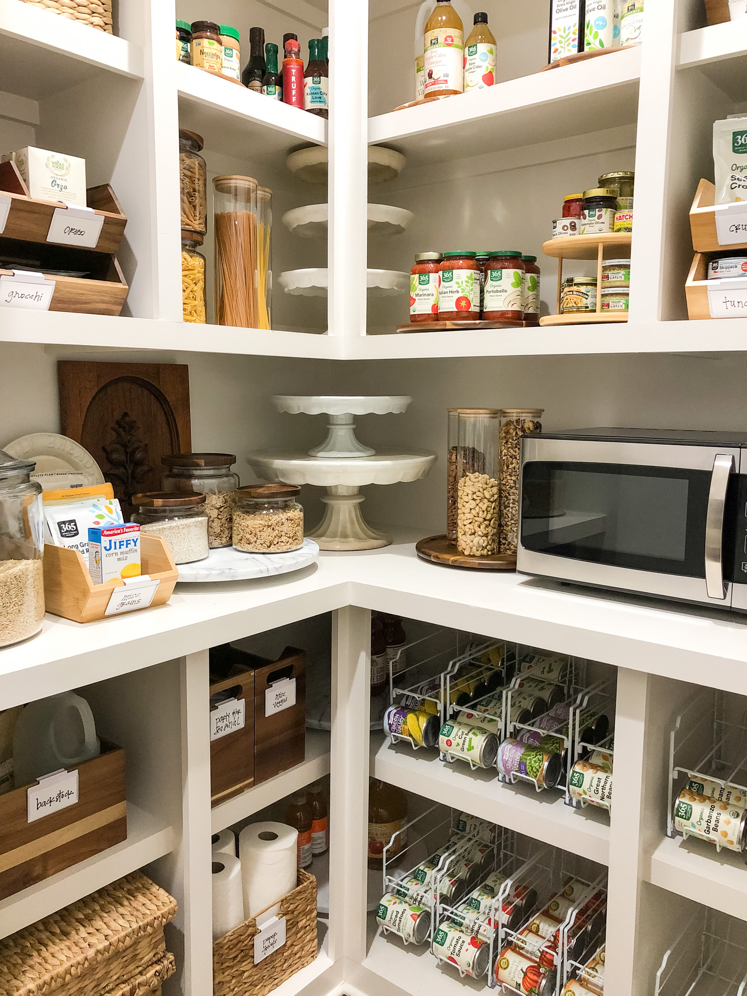 Organized pantry shelves