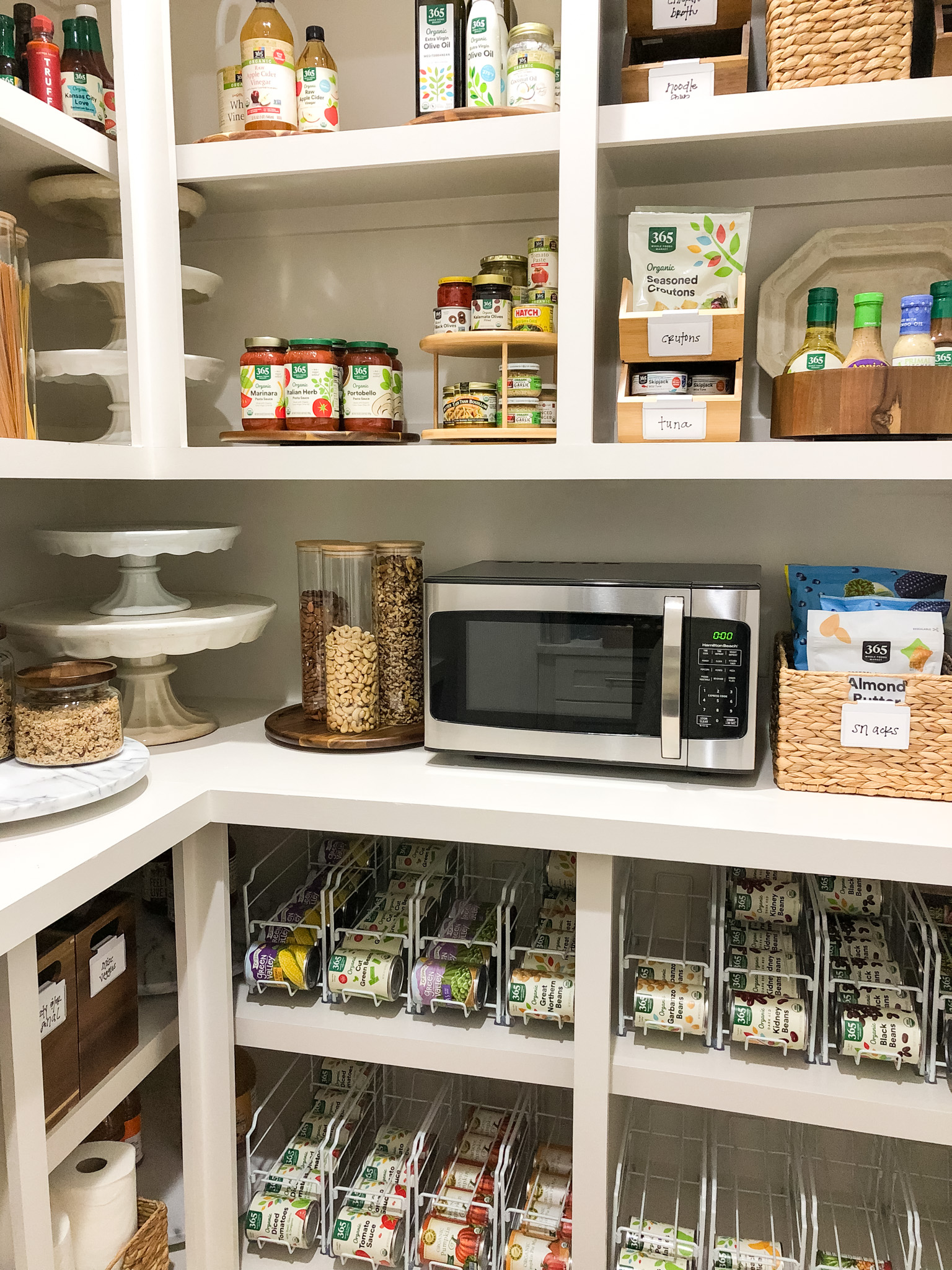Countertop Microwave in a walk-in pantry