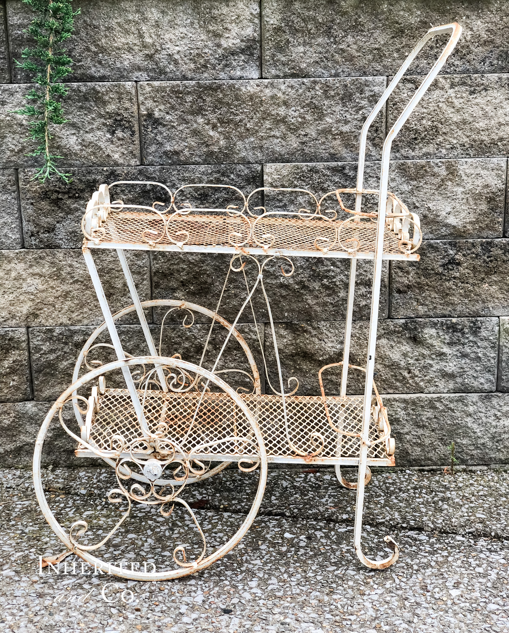 Vintage, white iron, flower cart from Vintage Pickin'