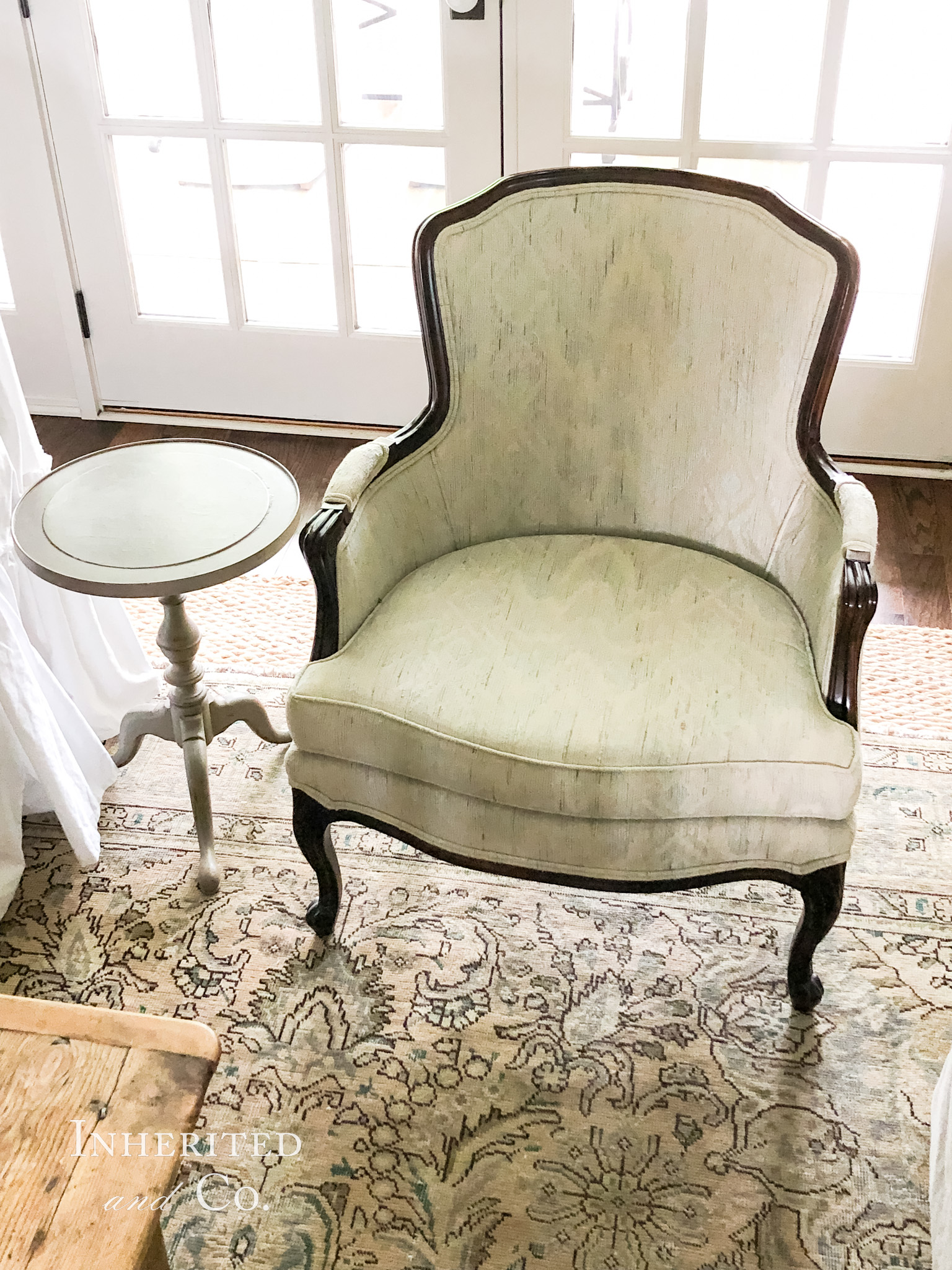 Reproduction French Chair with Dated Flame Upholstery