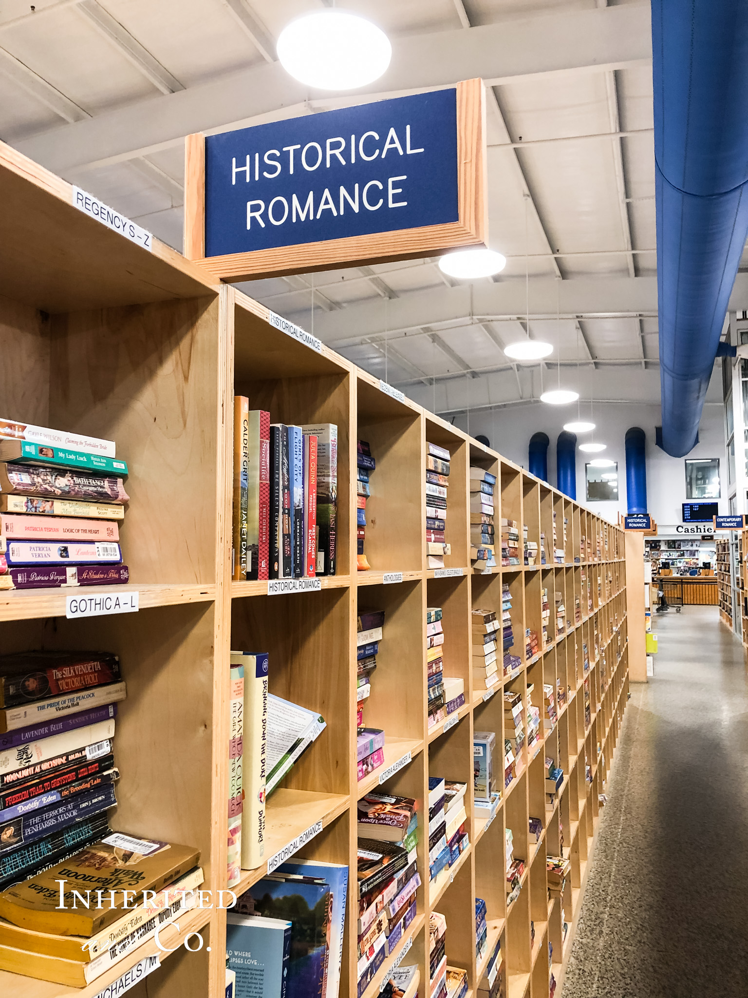 Historical Romance bookshelves at McKay's Used Bookstore Nashville