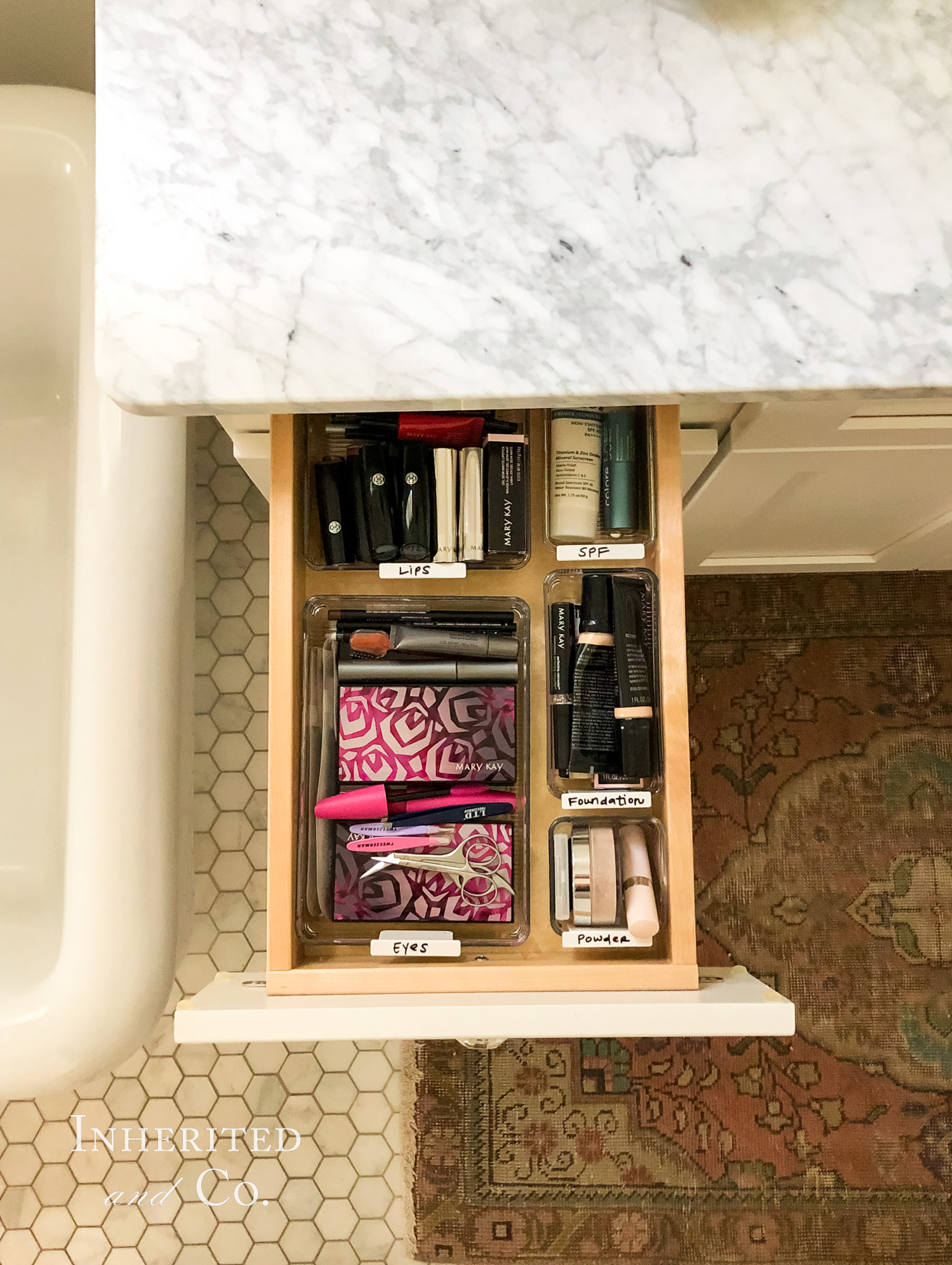 Organized make-up drawer
