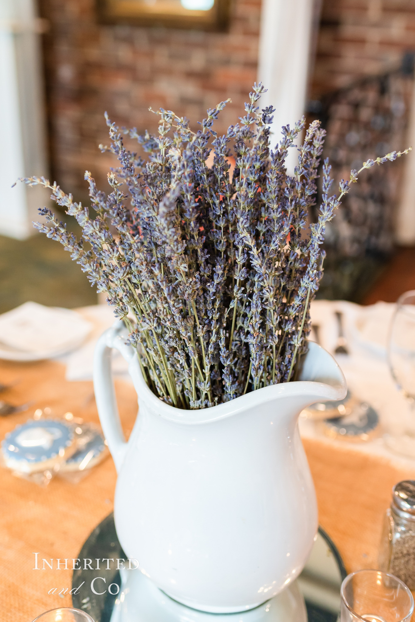 Ironstone pitcher with dried lavender