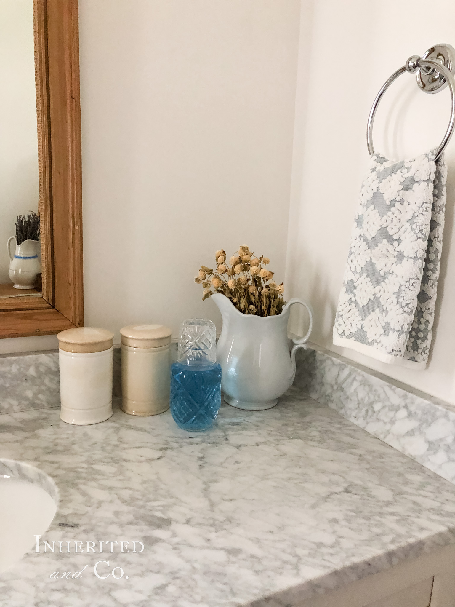 Water carafe repurposed as a mouthwash dispenser