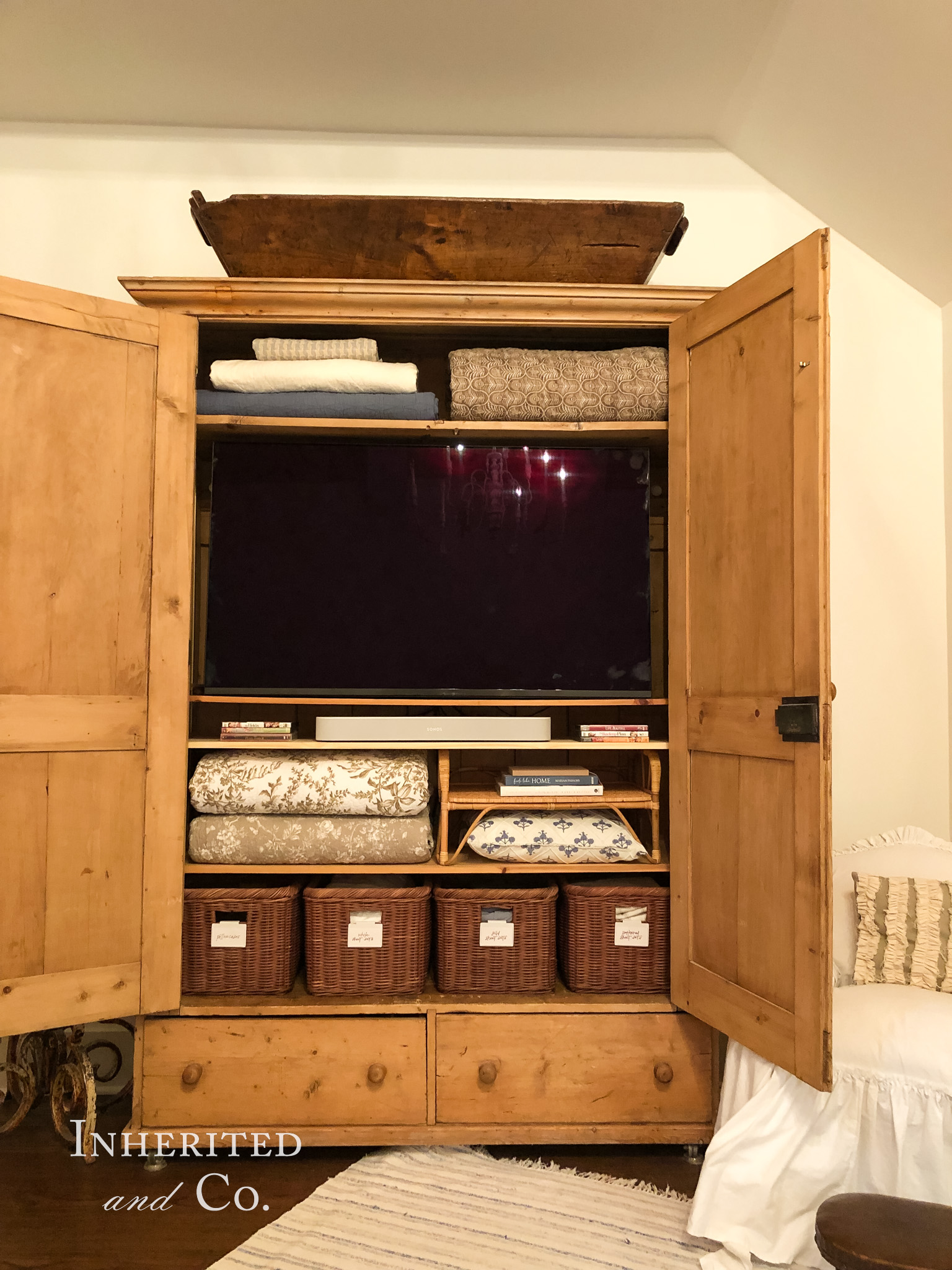 Organized Antique Cabinet in Bedroom