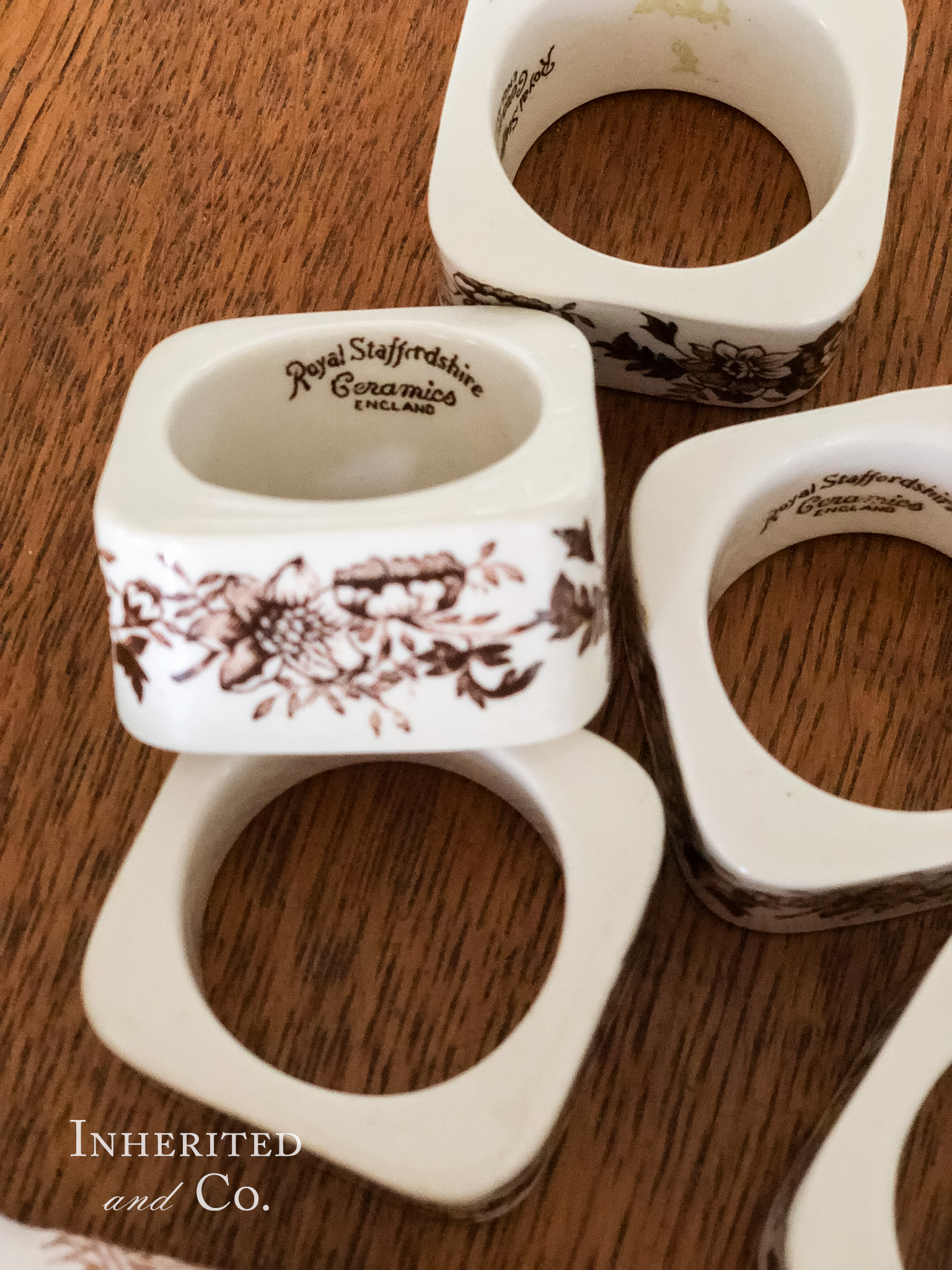 "Royal Staffordshire" transferware napkin rings