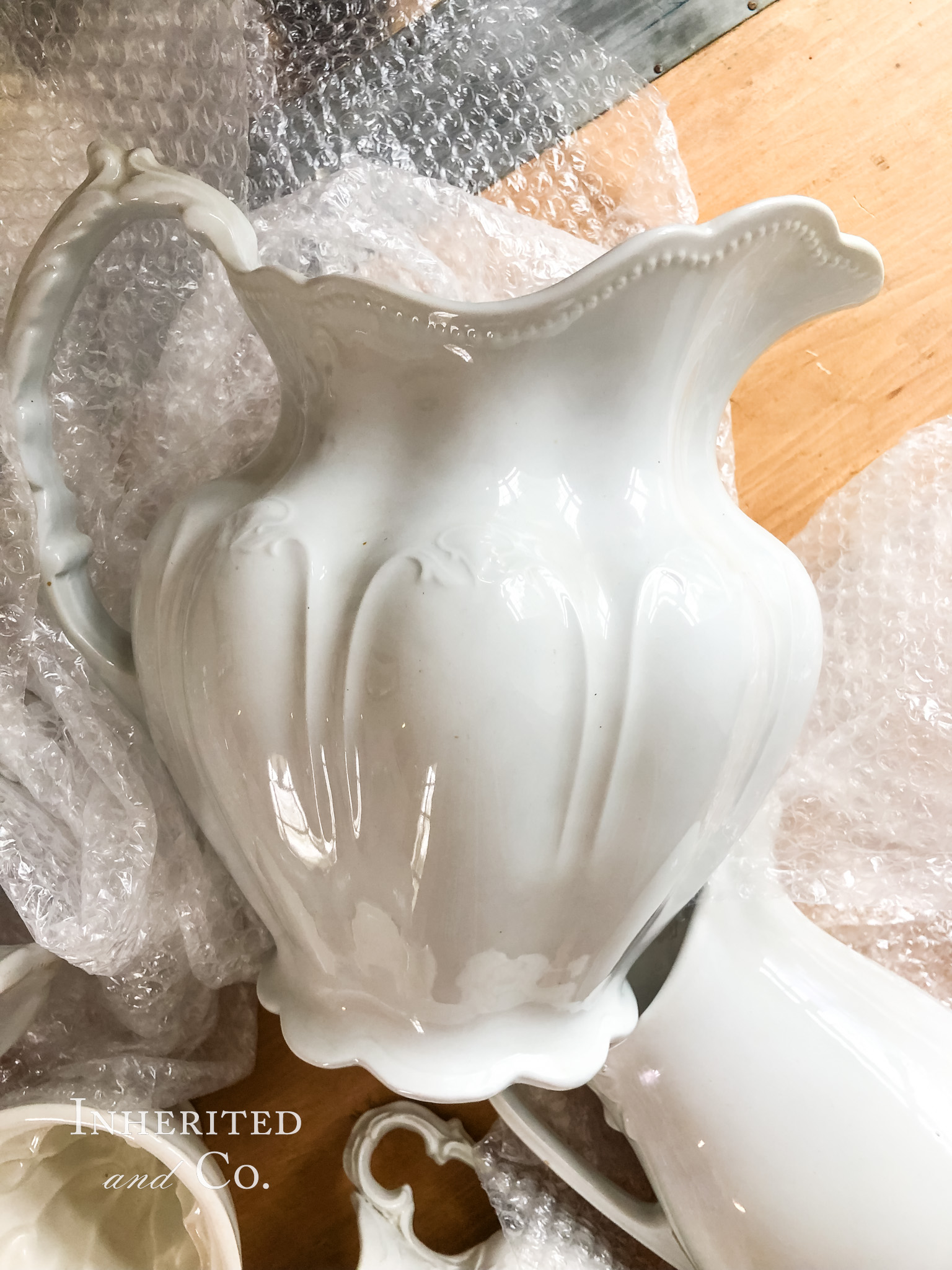 white ironstone ewer