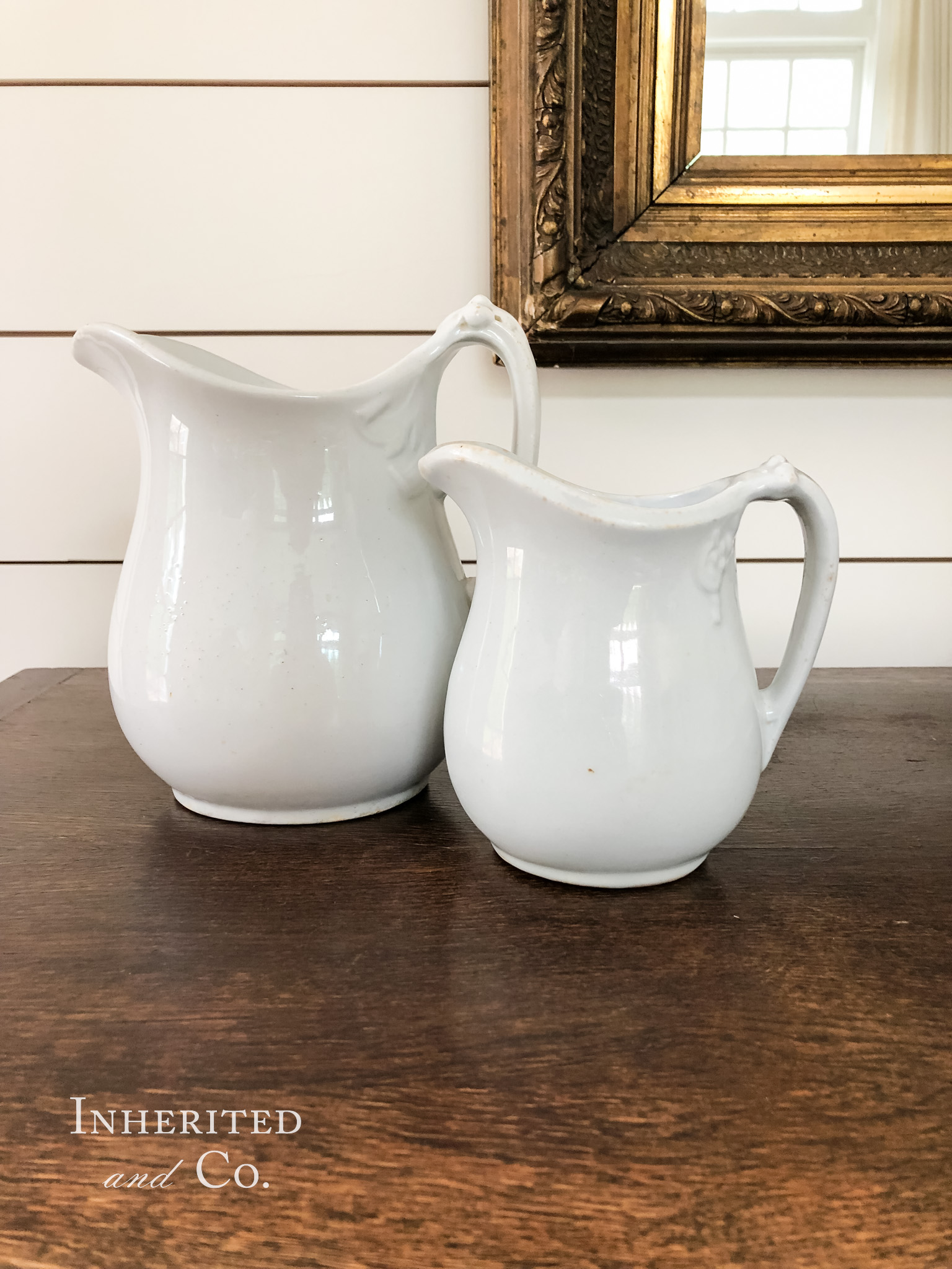 Pair of medium-sized ironstone pitchers