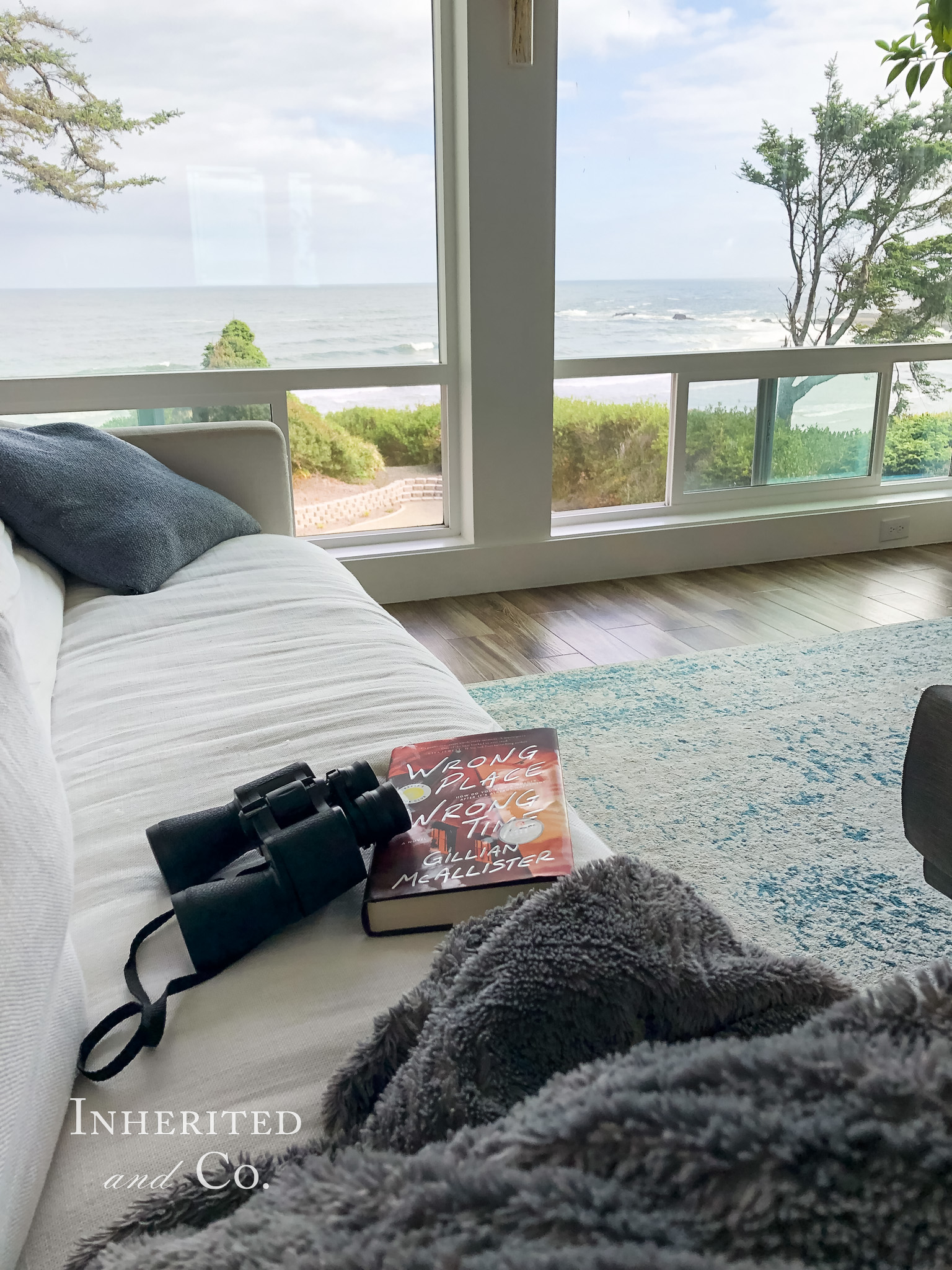 Reading Wrong Place Wrong Time inside of an Oregon Coast VRBO