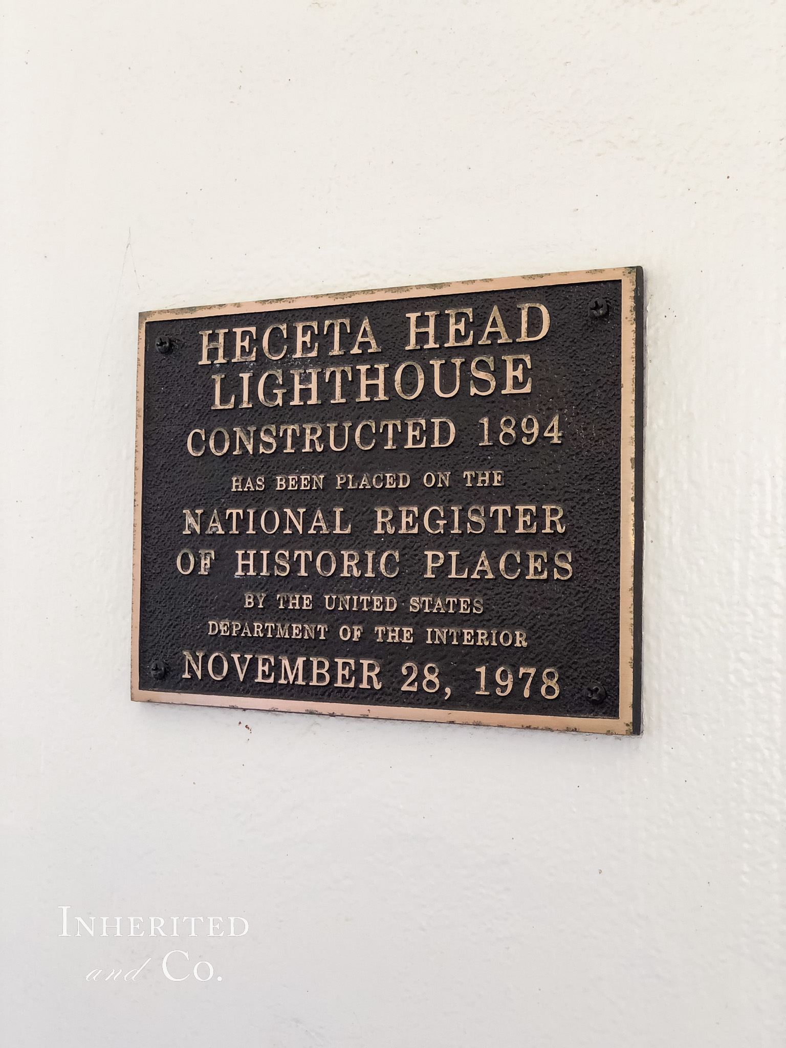 Plaque inside of Heceta Lighthouse