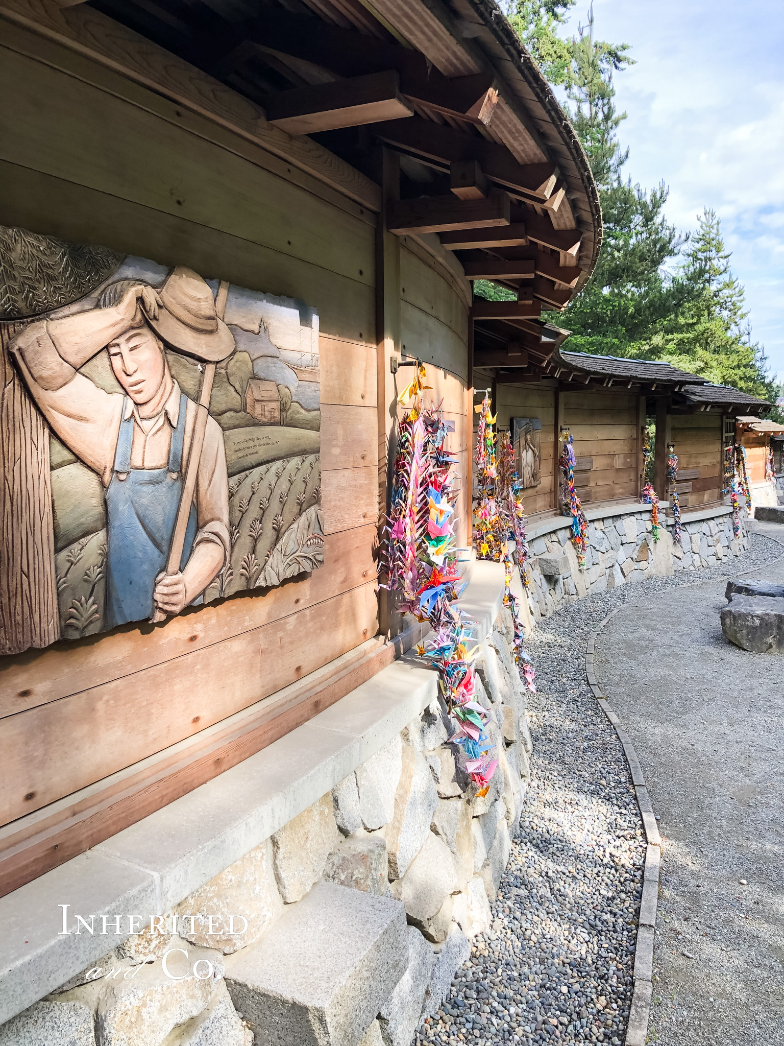 Origami on display at a historic site on Bainbridge Island, near Seattle