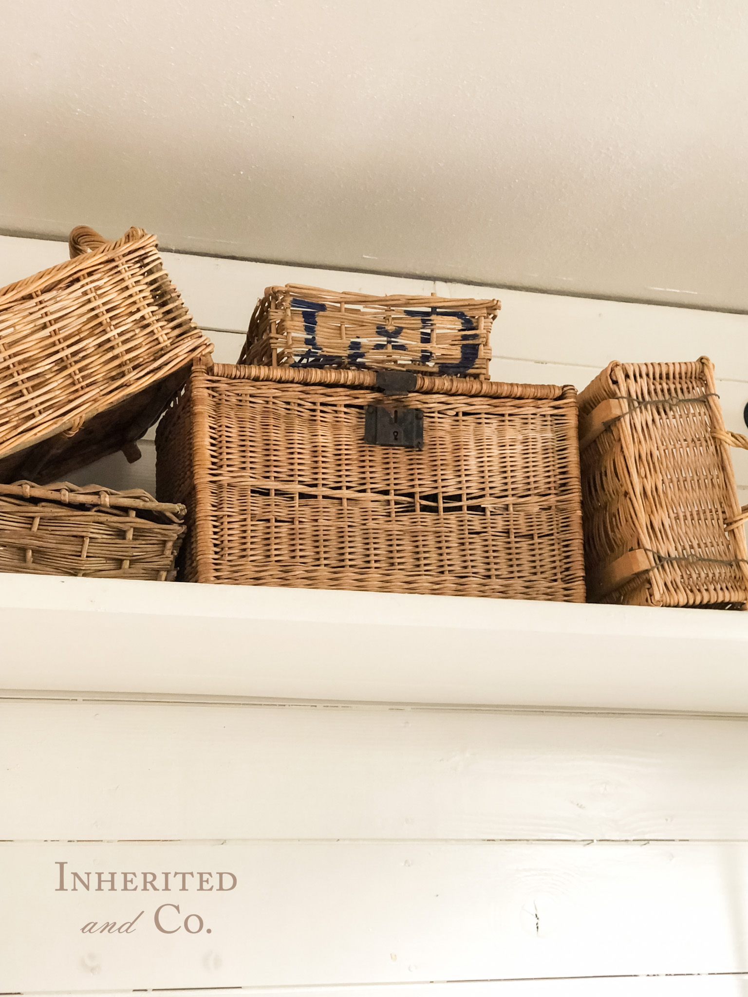 Antique Baskets inside of Modest Home Mercantile on Bainbridge Island