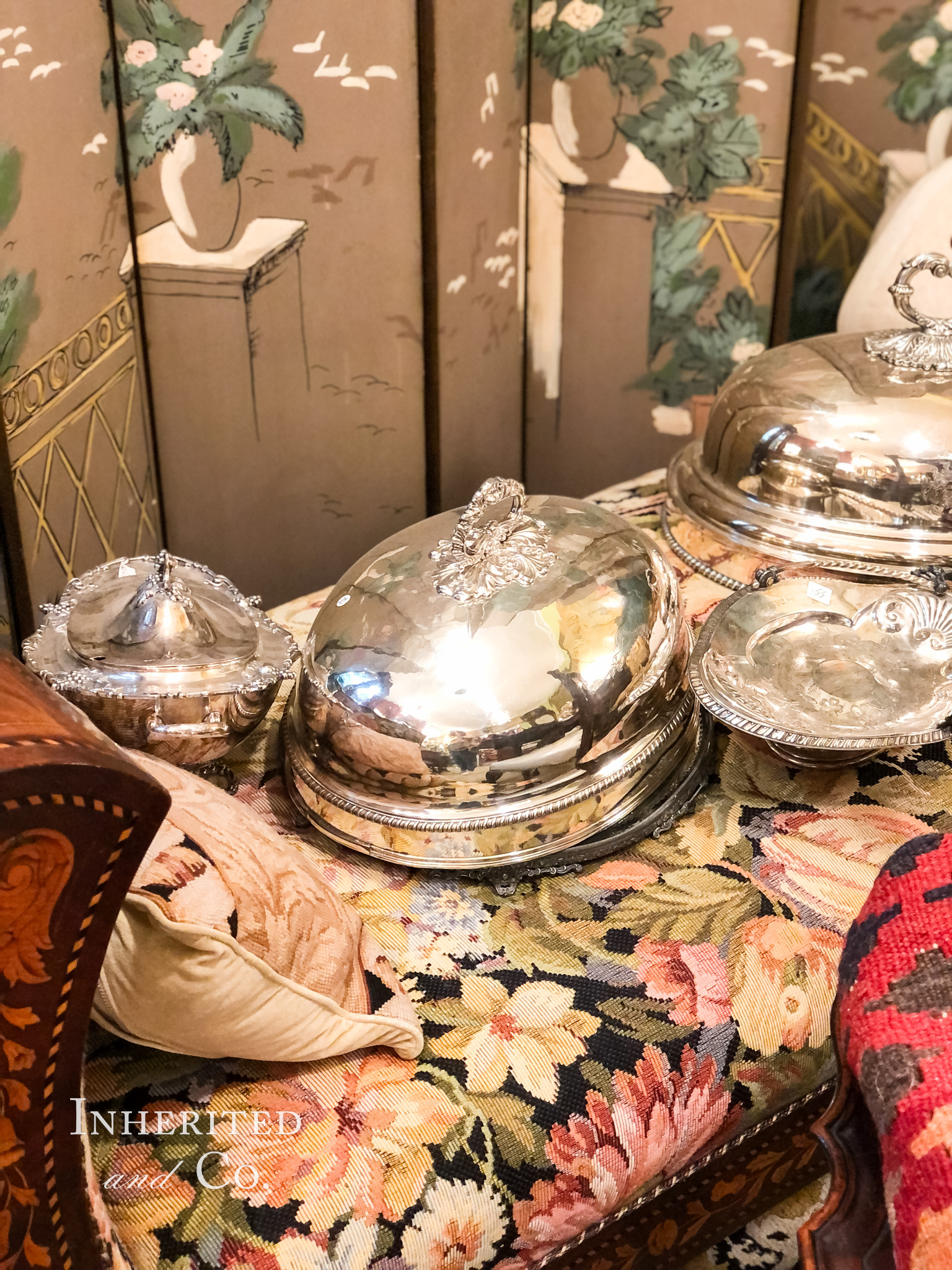 Silver-plated Meat Dome inside of Pastiche Antiques