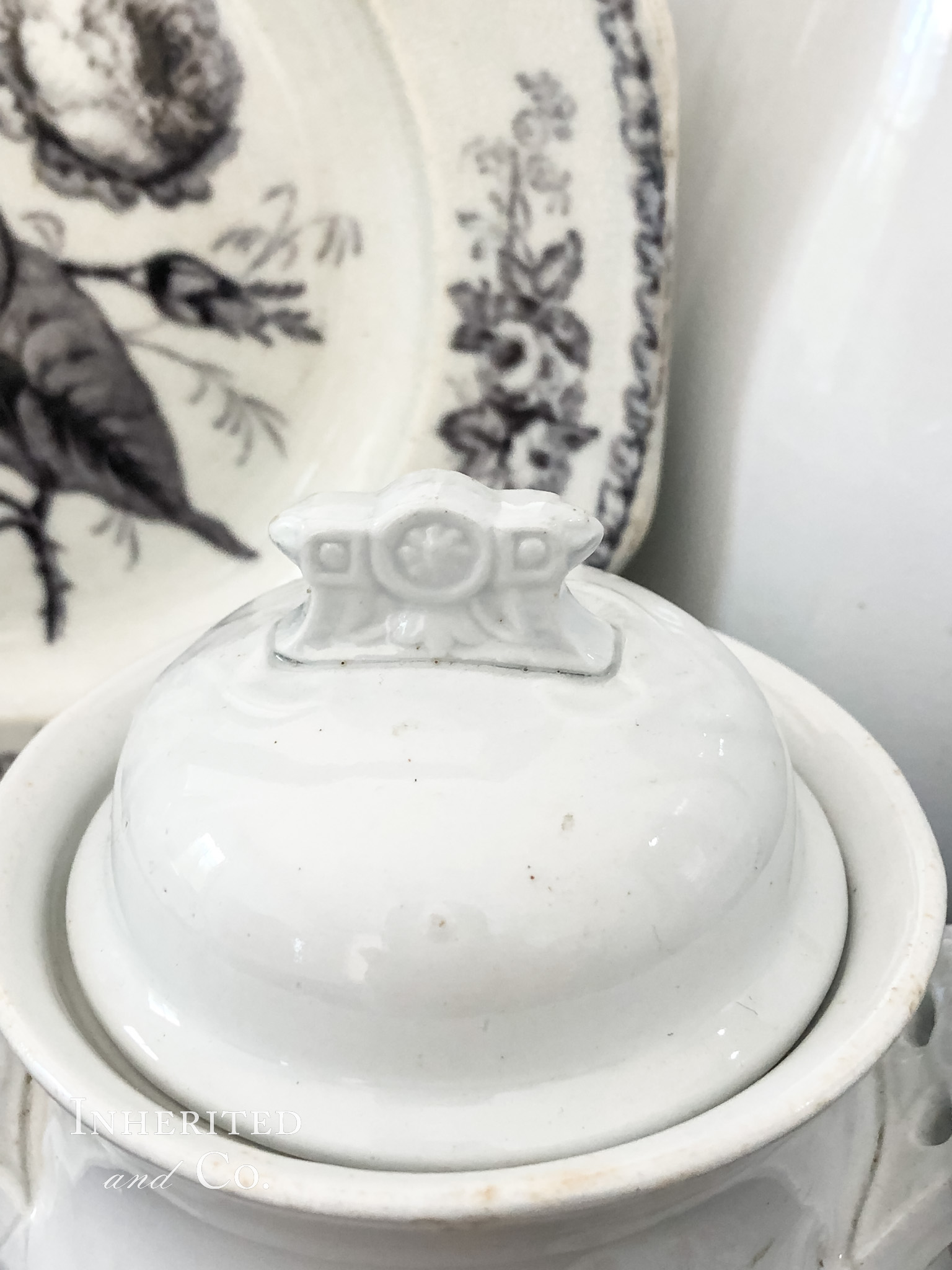 ironstone sugar bowl lid 