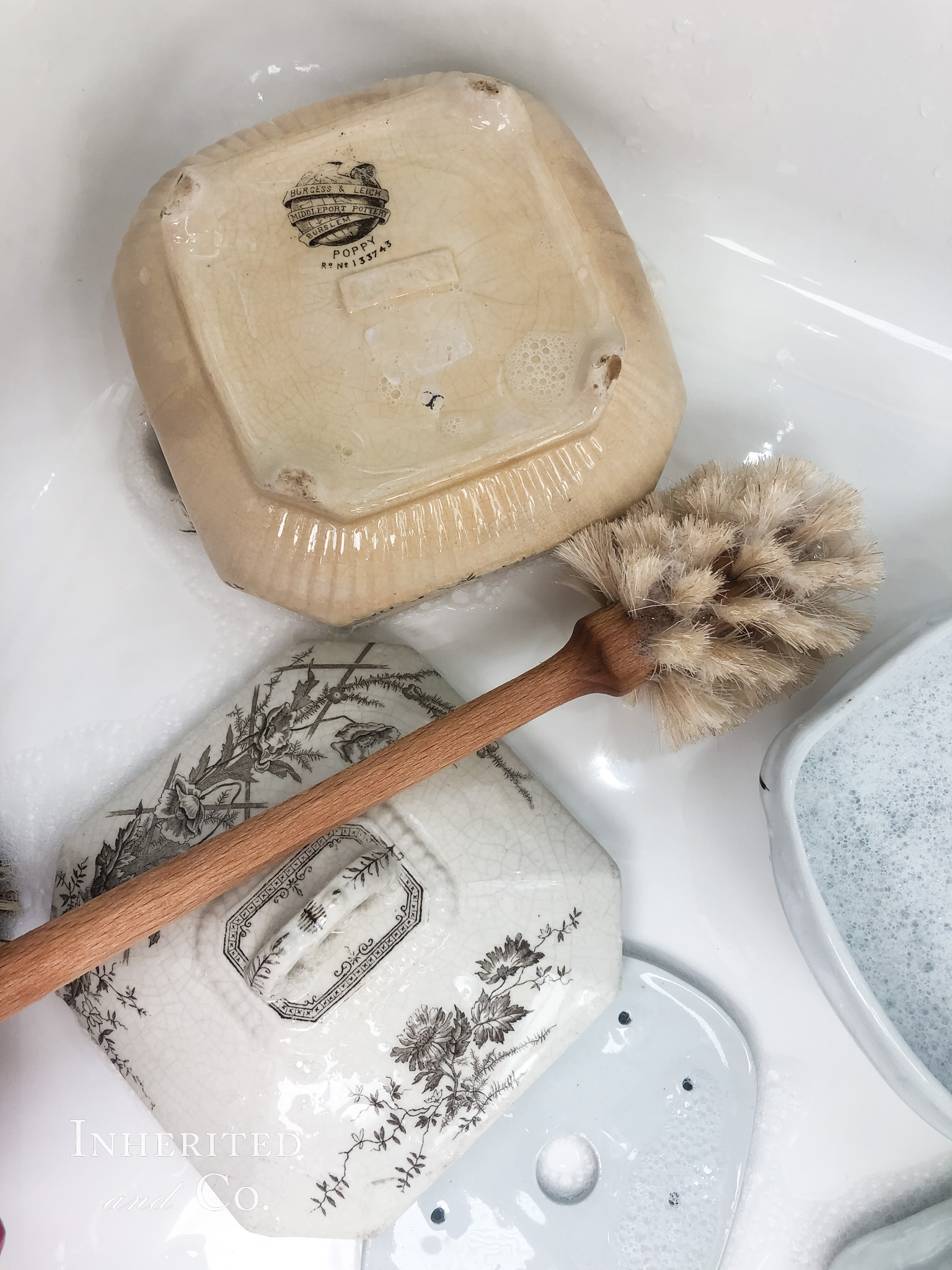 Cleaning Antique Brown Transferware butter dishes