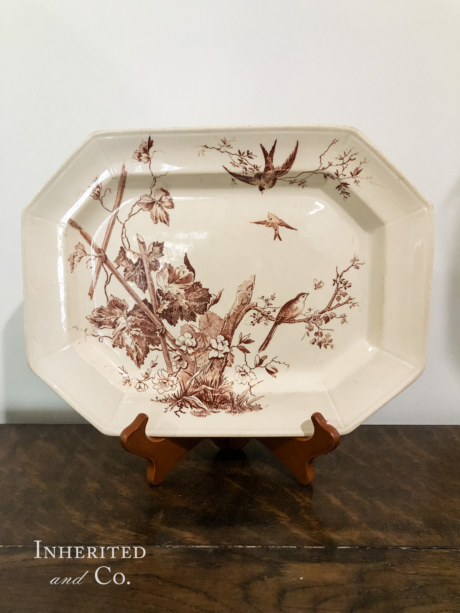 Antique Brown Transferware Platter