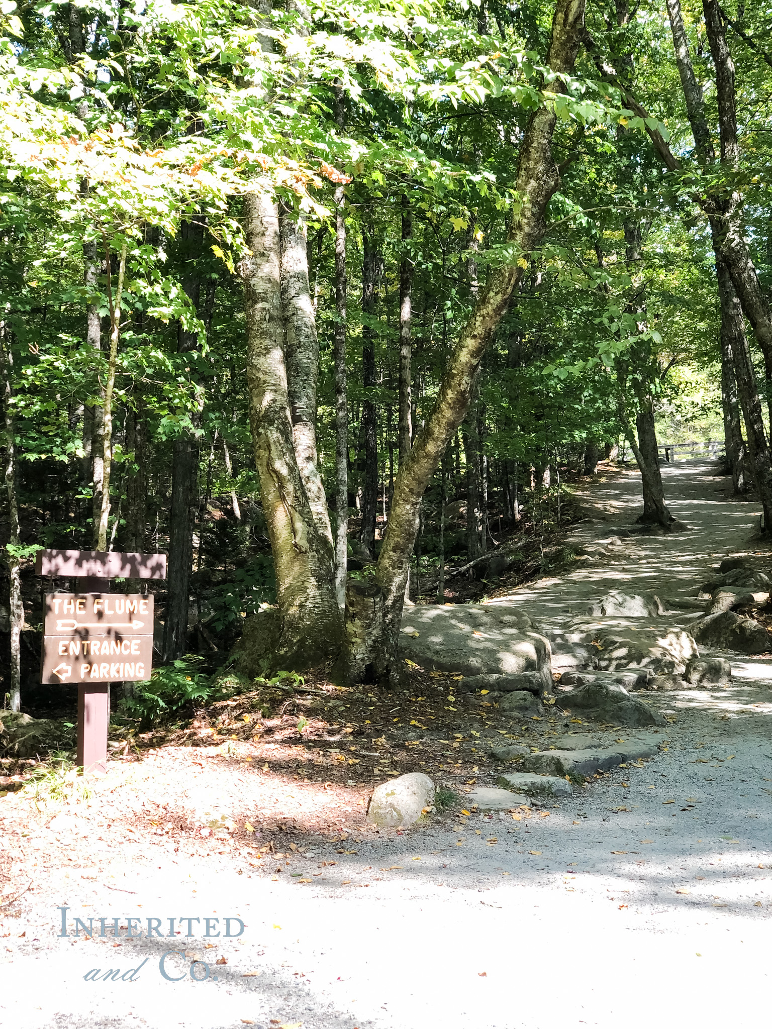 Hiking path at Flume Gorge in New Hampshire