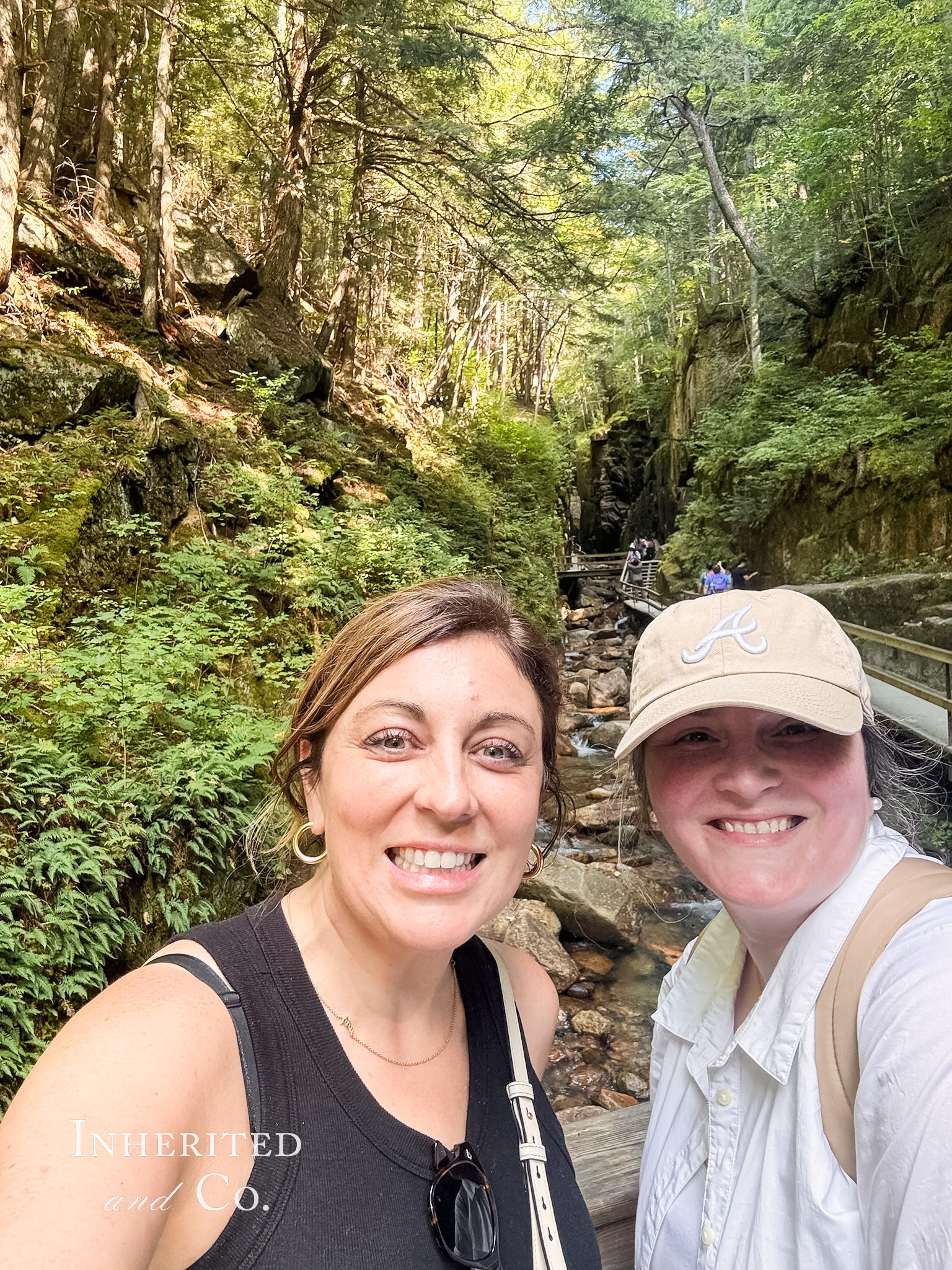 Friends hiking Flume Gorge