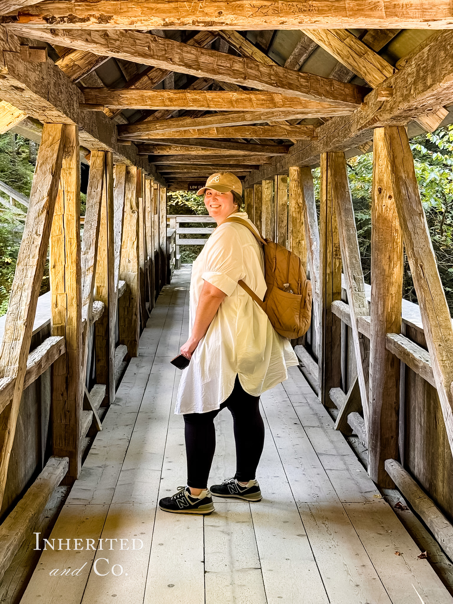 Vera Bradley Large Bancroft Backpack used to hike Flume Gorge