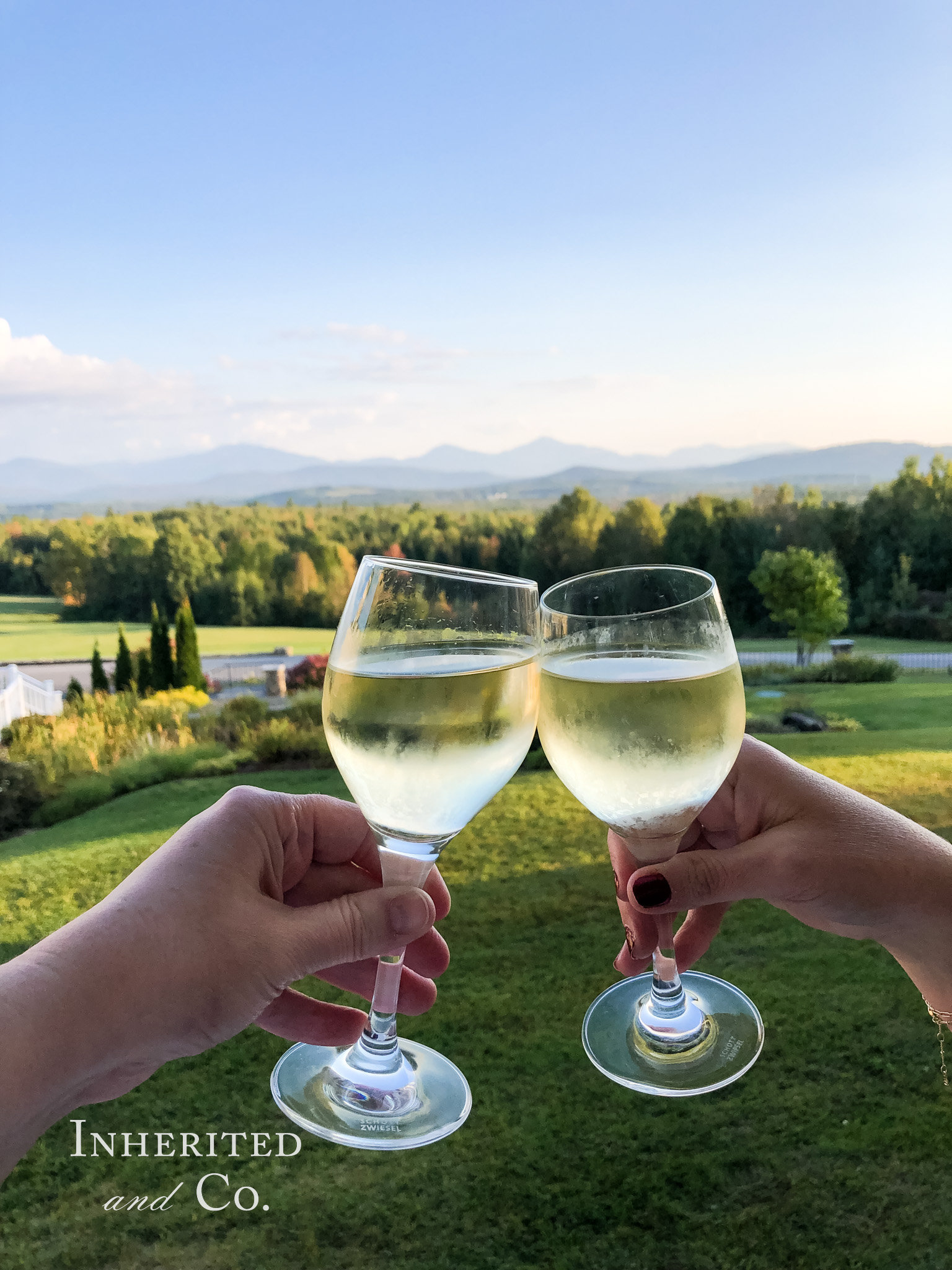 Wine from the balcony at Mountain View Grand Resort in New Hampshire