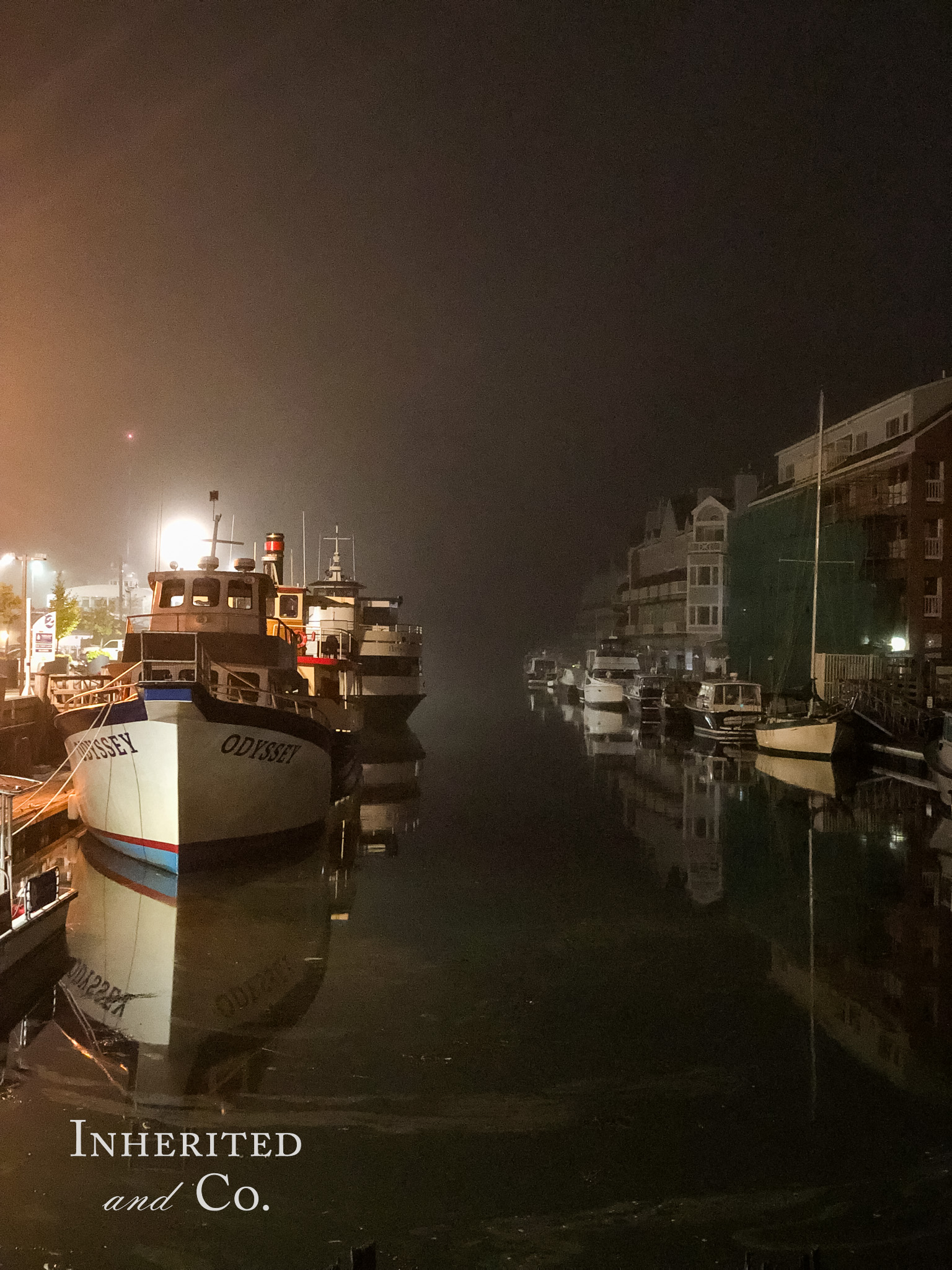 Foggy night in Portland, Maine