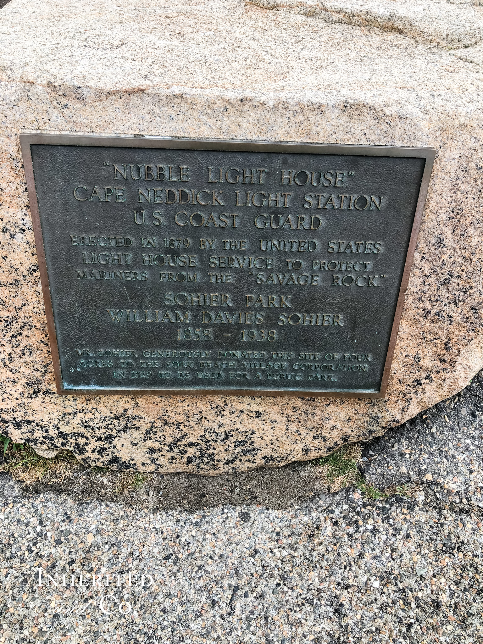 plaque at The Nubble Lighthouse in Maine