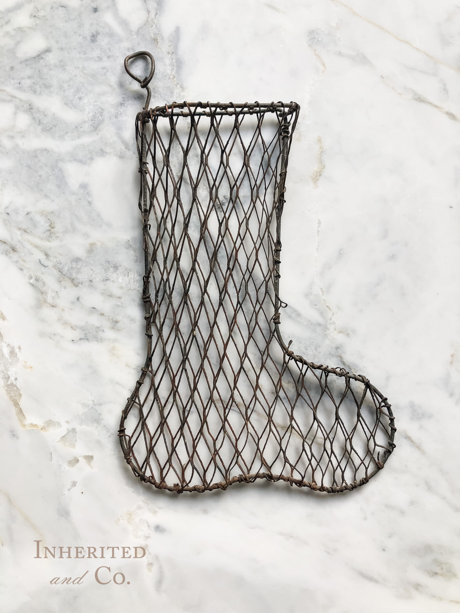 Vintage Wire Stocking Found at Albert Meadow Antiques in Bar Harbor, Maine